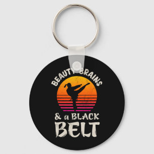 Beauty Brains And A Black Belt Karate Girl Martial Keychain