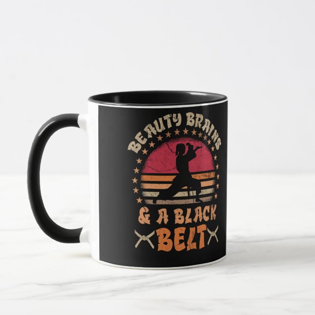 Beauty Brains And A Black Belt Karate Girl Mug (Left)