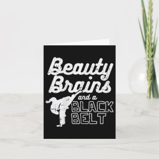 Beauty Brains Black Belt Girl Karate Kick Taekwond Card