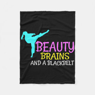 Beauty Brains Black Belt Karate Martial Arts Gift Fleece Blanket