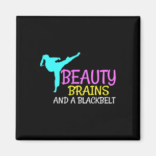 Beauty Brains Black Belt Karate Martial Arts Gift Magnet