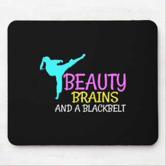 Beauty Brains Black Belt Karate Martial Arts Gift Mouse Pad