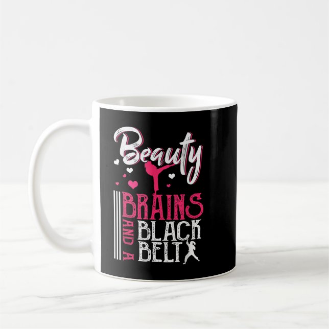 Beauty Brains Black Belt Martial Arts Karate Gift Coffee Mug (Left)