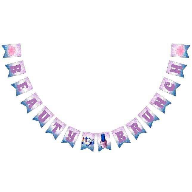 Beauty Brunch|Purple|Blue & White Sparkles Spa Bunting Flags (All)