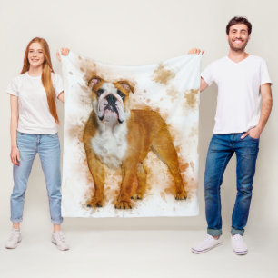 Beauty Bulldog Art Watercolor Bulldog Lover Gift Fleece Blanket