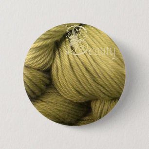 beauty button, green silk 2 inch round button