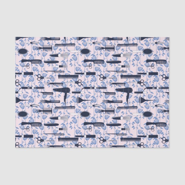 Beauty Care Blue Rose Pattern Tissue Paper (Front)