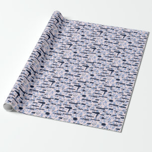 Beauty Care Blue Rose Pattern Wrapping Paper