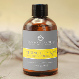 Beauty carrier oil product grey yellow label