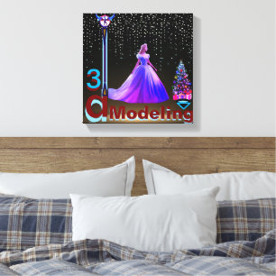 Beauty Cinderella 3D Modelling- (11.16" x 11.16") Canvas Print