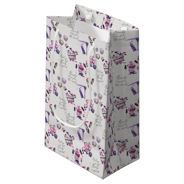 Beauty Comes From The Inside Pattern Small Gift Bag (Front Angled)