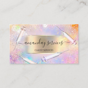 Beauty Cosmetologist Syringe Botox B12 QR Code Business Card