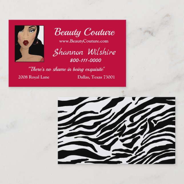 Beauty Couture Carte de visite (Devant / Derrière)