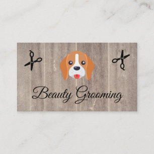 Beauty Dog Groomer Elite Shears Wood Trim Business Card