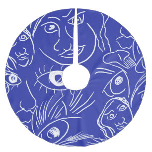 Beauty face: one-line drawing. brushed polyester tree skirt