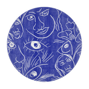 Beauty face: one-line drawing. cutting board