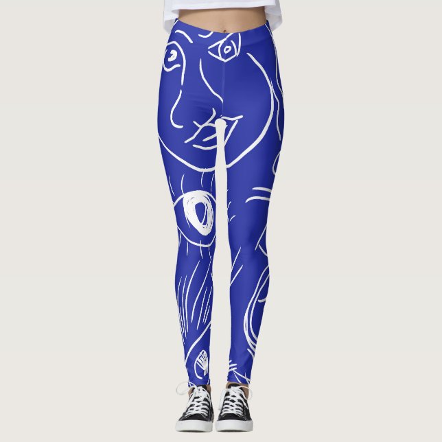 Beauty face: one-line drawing. leggings (Front)