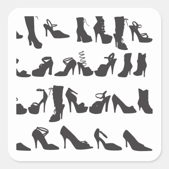 Beauty Fashion Shoes Silhouettes Square Sticker (Front)