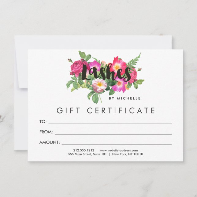Beauty Florals Lash Extensions Carte cadeau blanc (Devant)