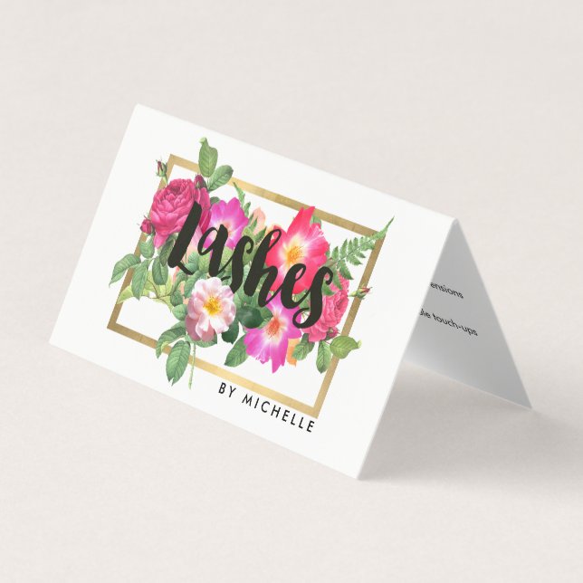Beauty Florals Lash Extensions White Aftercare Business Card (Front)