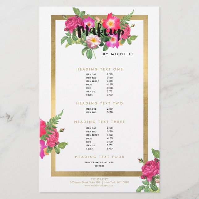 Beauty Florals Makeup Artist White Flyer (Front)