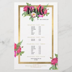 Beauty Florals Nail Salon White Flyer