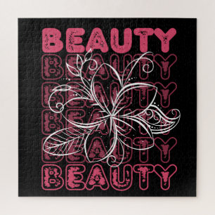 Beauty Flower Line Art Typography Jigsaw Puzzle