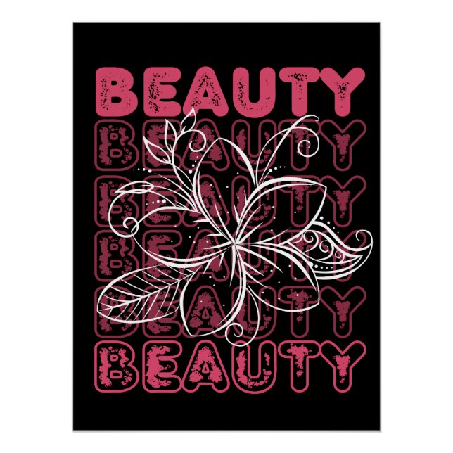 Beauty Flower Line Art Typography Poster (Front)