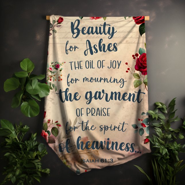 Beauty For Ashes, Isaiah 61:3, Rose Scripture  Sherpa Blanket (Creator Uploaded)