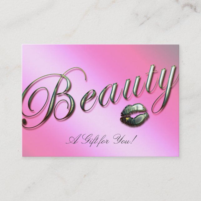 Beauty Gift Card Salon Lips Silver Pink (Front)