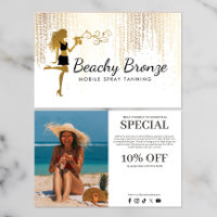 Beauty Girl Gold Bronze Rain Pattern Spray Tanning