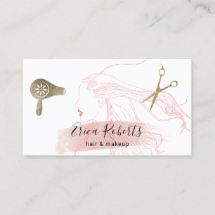 Beauty Girl Hair Blowing Makeup Artist Hair Salon Business Card
