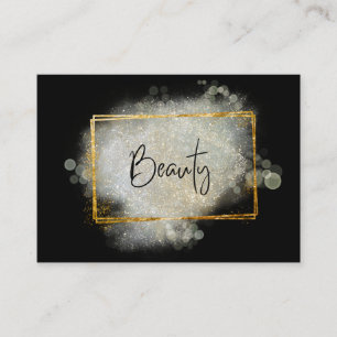 *~* BEAUTY - Glitter Gold Frame Silver Glow Business Card
