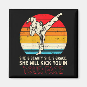 Beauty Grace Kick in Face Girl Karate Taekwondo Magnet