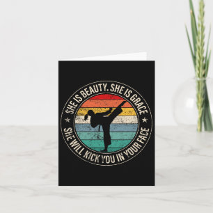 Beauty Grace Kick You In Face Girl Karate Taekwond Card