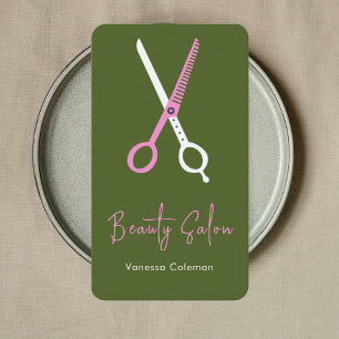 Beauty Hair Salon Pink Lime Green Business Card