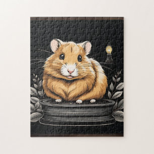 Beauty Hamster And Leaves Jigsaw Puzzle
