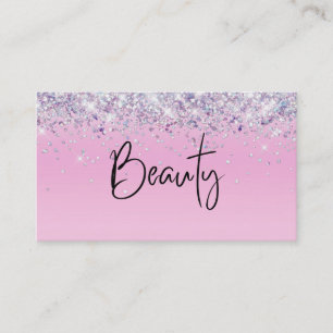 *~* BEAUTY  Hologram Holograph  Pink Glitter Business Card