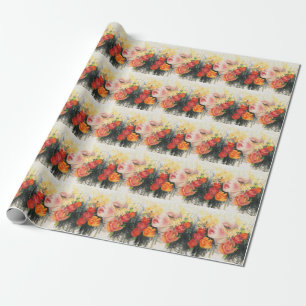 Beauty in Blossoms: Oil Painting Elegance Wrapping Paper