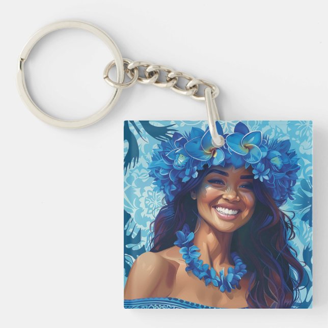 Beauty in Blue Key Ring (Front)