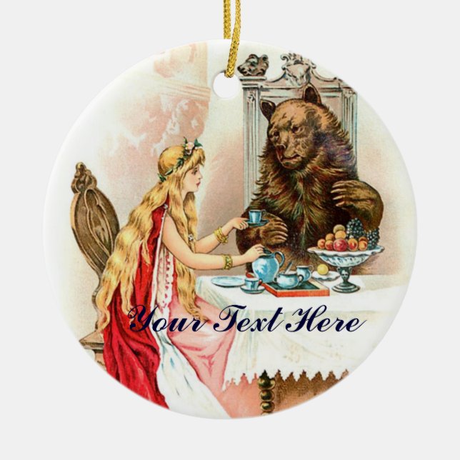 Beauty In Pink And The Beast Ceramic Ornament (Front)