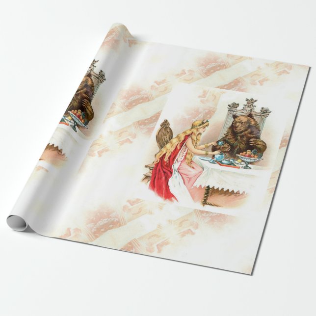 Beauty In Pink And The Beast Wrapping Paper (Unrolled)