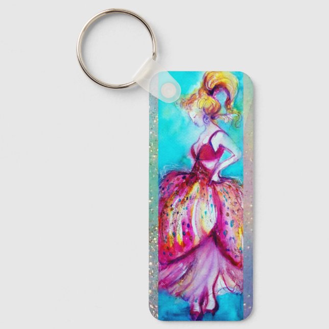 BEAUTY IN PINK DRESS / Magic Butterfly Plant Keychain (Front)