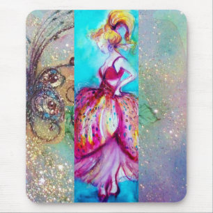 BEAUTY IN PINK DRESS / Magic Butterfly Plant Mouse Pad