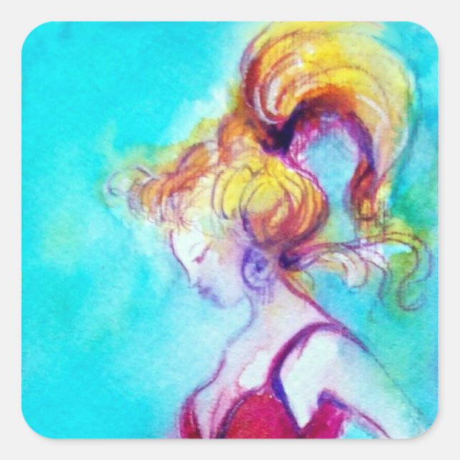 BEAUTY IN PINK DRESS SQUARE STICKER (Front)