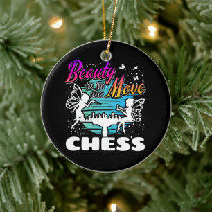 Beauty in the Move - Girls Chess Player Ceramic Ornament