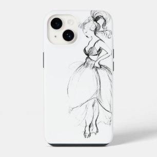 BEAUTY IN WHITE DRESS Black White Drawing iPhone 14 Case