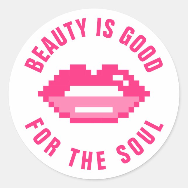 Beauty is good for the soul pink lips icon sticker (Front)