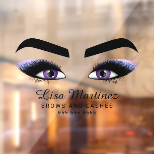 Beauty Lash Brow Business Purple Glitter Window Cling