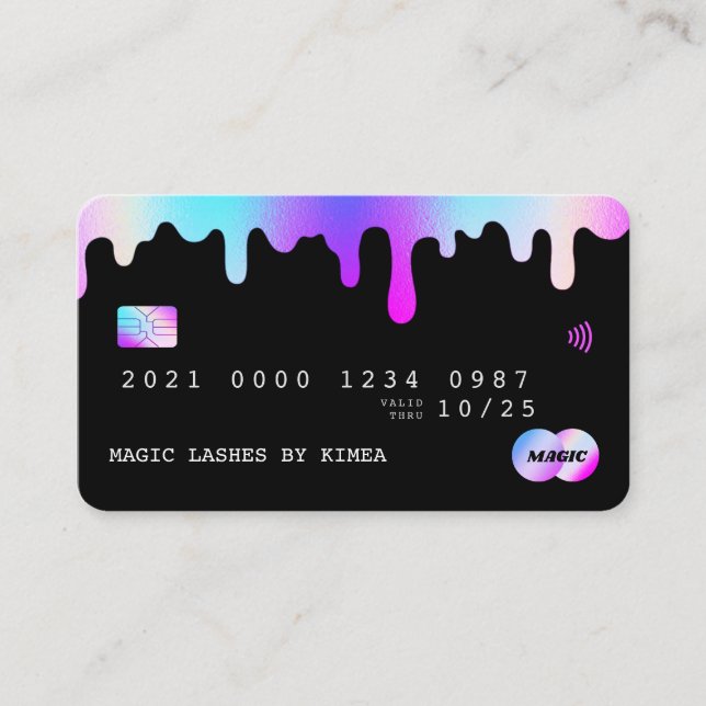Beauty Lash Nail Tech Purple & Pink Credit Style Business Card (Front)